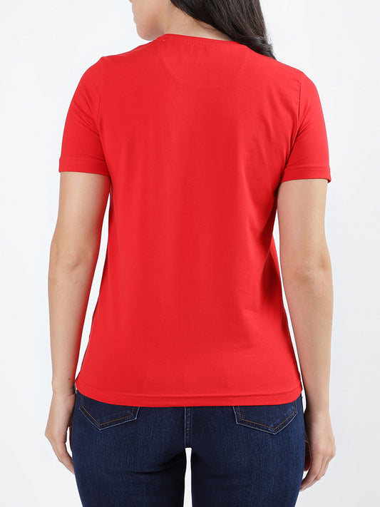 Iconic Red Fashion Logo Regular Fit T-Shirt