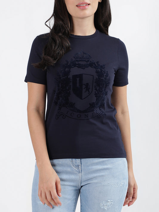 Iconic Navy Fashion Printed Regular Fit T-Shirt