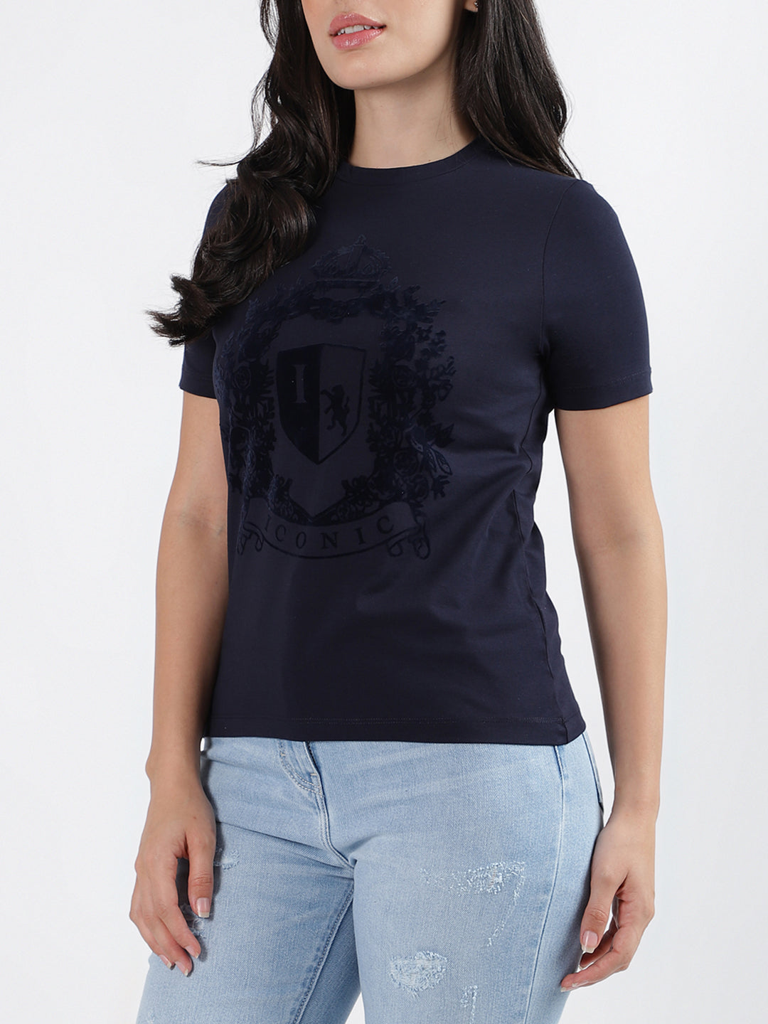 Iconic Navy Fashion Printed Regular Fit T-Shirt