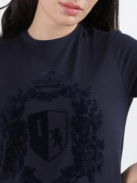 Iconic Navy Fashion Printed Regular Fit T-Shirt