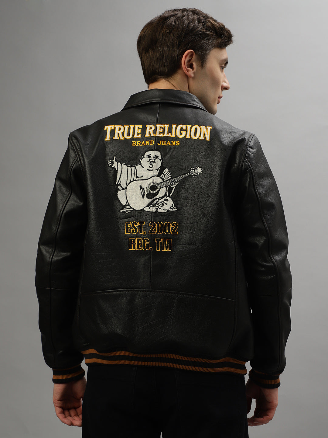 True Religion Men Embroidered Full Sleeves Spread Collar Jacket