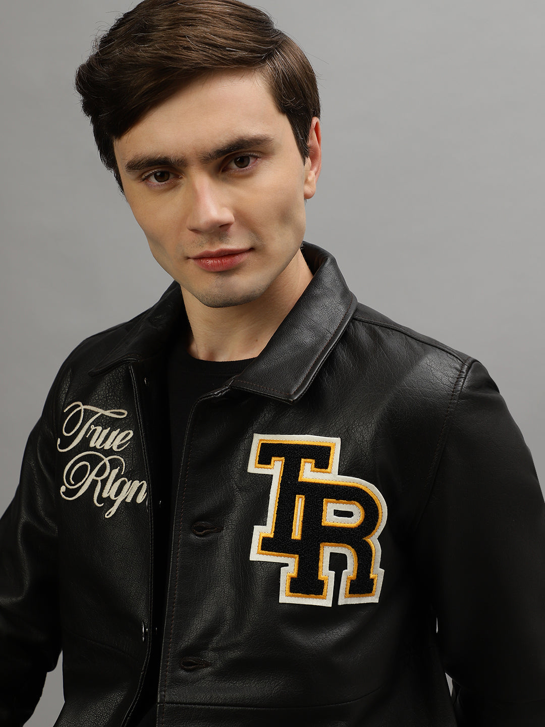 True Religion Men Embroidered Full Sleeves Spread Collar Jacket