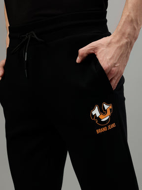 True Religion Men Black Solid Oversize Fit Trackpants