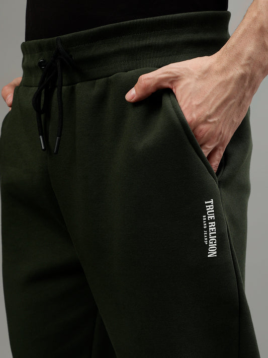 True Religion Men Green Solid Oversize Fit Trackpants