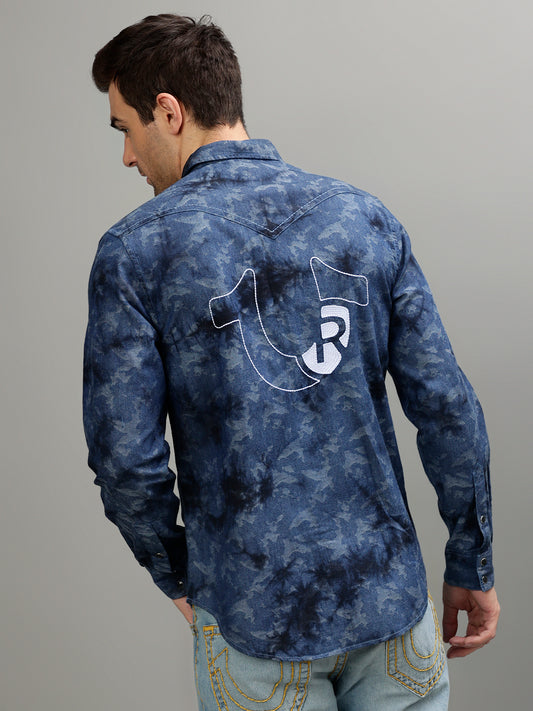 True Religion Blue Fashion Printed Regular fit Shirts