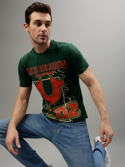 True Religion Green Fashion Printed Regular fit T-Shirts