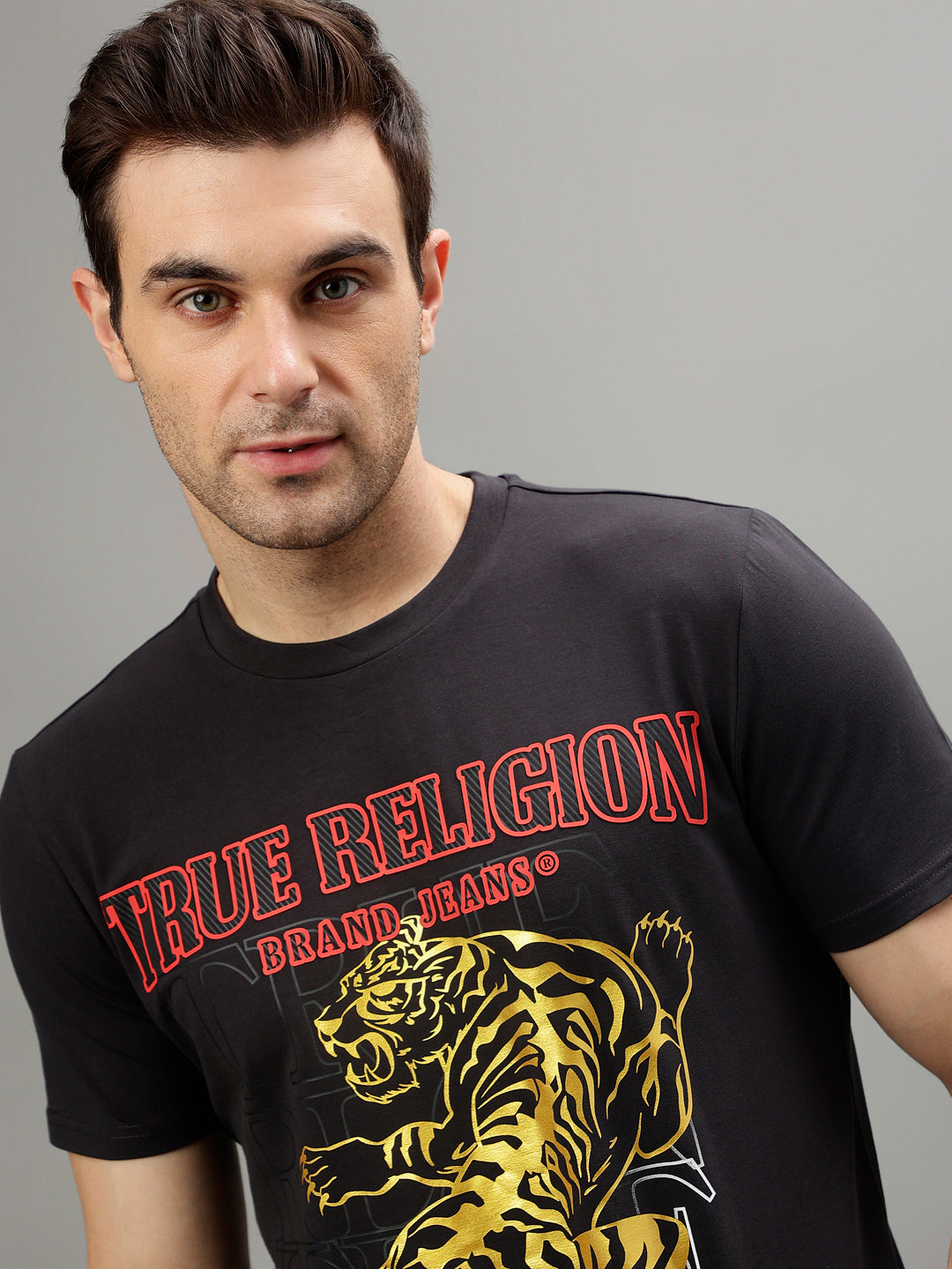 True Religion Grey Fashion Printed Regular fit T-Shirt