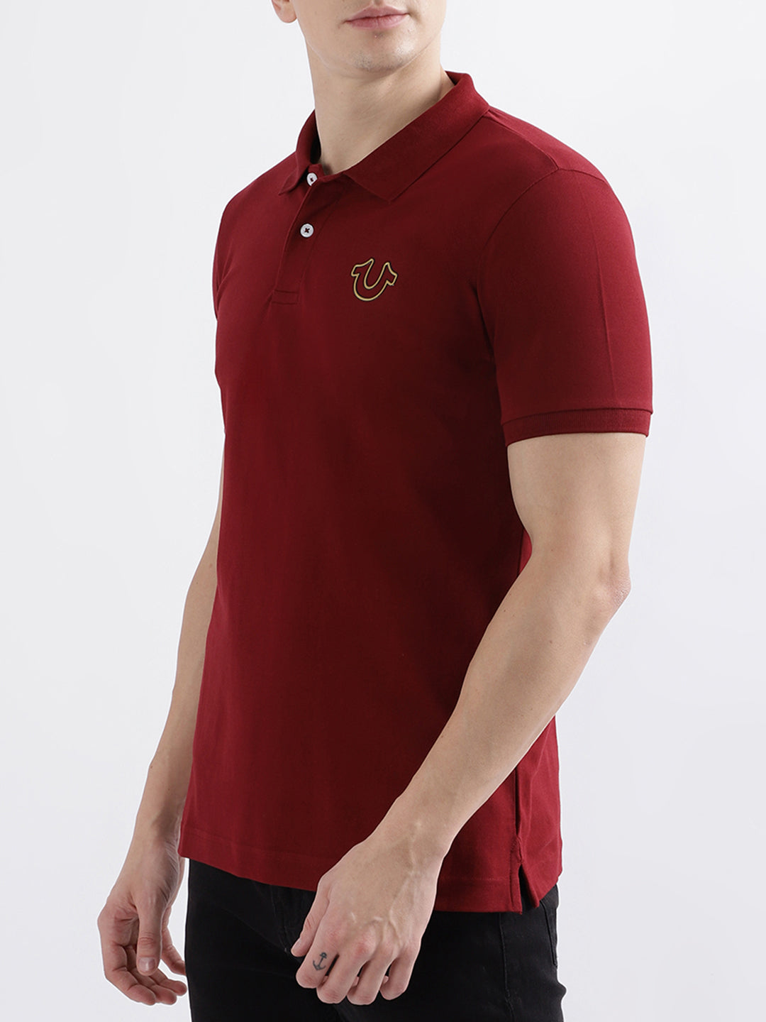 True Religion Maroon Fashion Regular Fit Polo T-Shirt