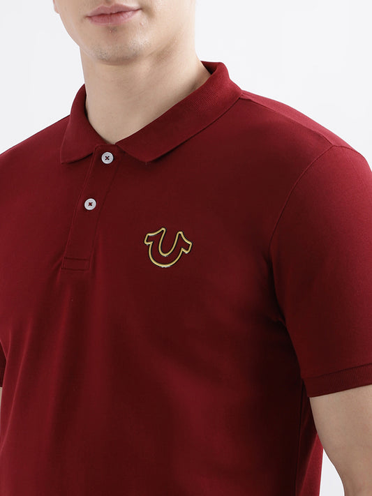 True Religion Maroon Fashion Regular Fit Polo T-Shirt
