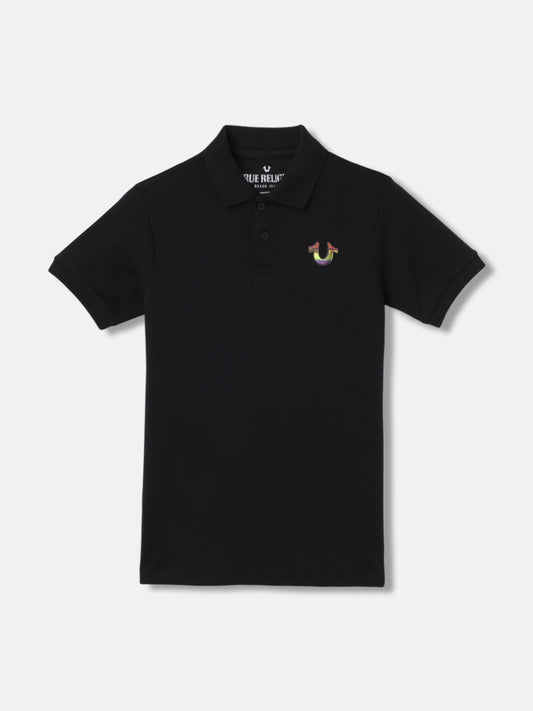 True Religion Kids Black Fashion Regular Fit Polo T-Shirt