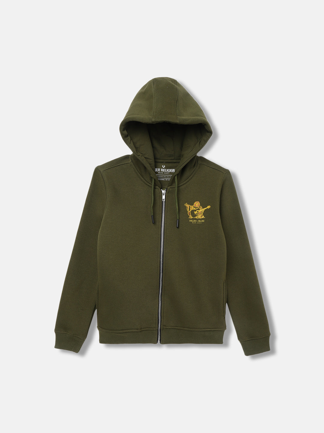 True Religion Olive Boys Solid Hooded Long Sleeves Sweatshirt