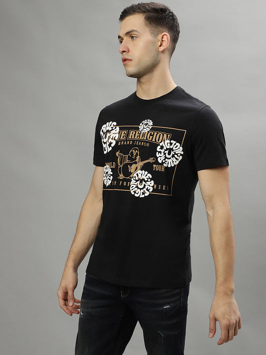 True Religion Black Fashion Printed Regular Fit T-Shirt
