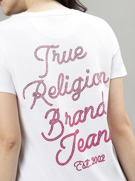 True Religion White Fashion Logo Regular Fit T-Shirt
