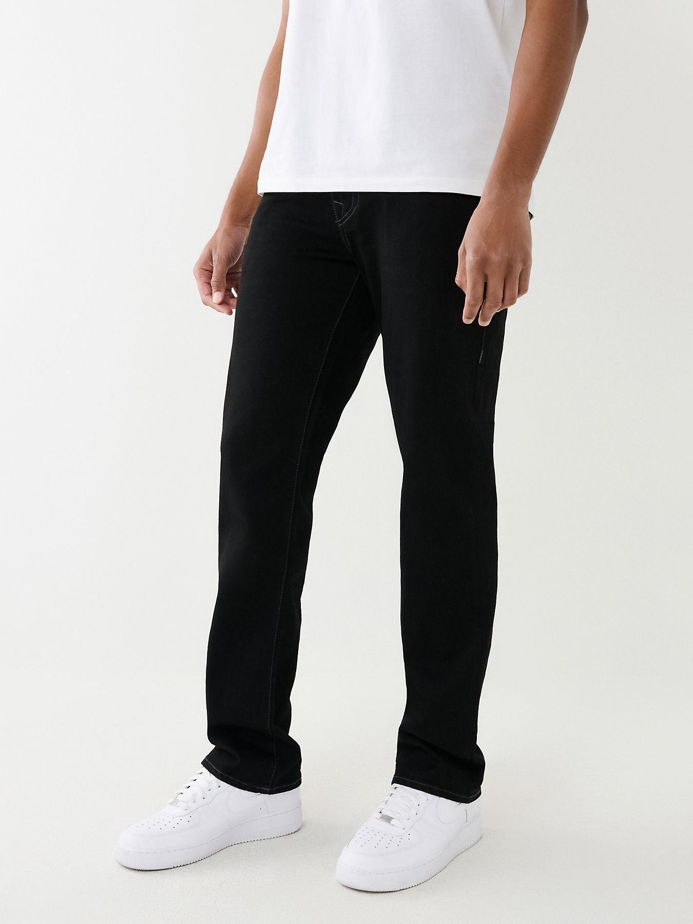 True Religion Men Black Ricky Straight Fit Jeans