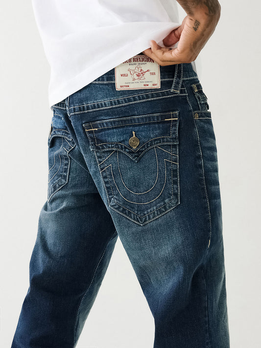 True Religion Men Blue Mid-rise Bootcut Faded Jeans