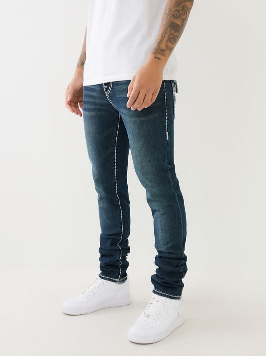 True Religion Men Blue Mid-rise Slim Fit Faded Jeans