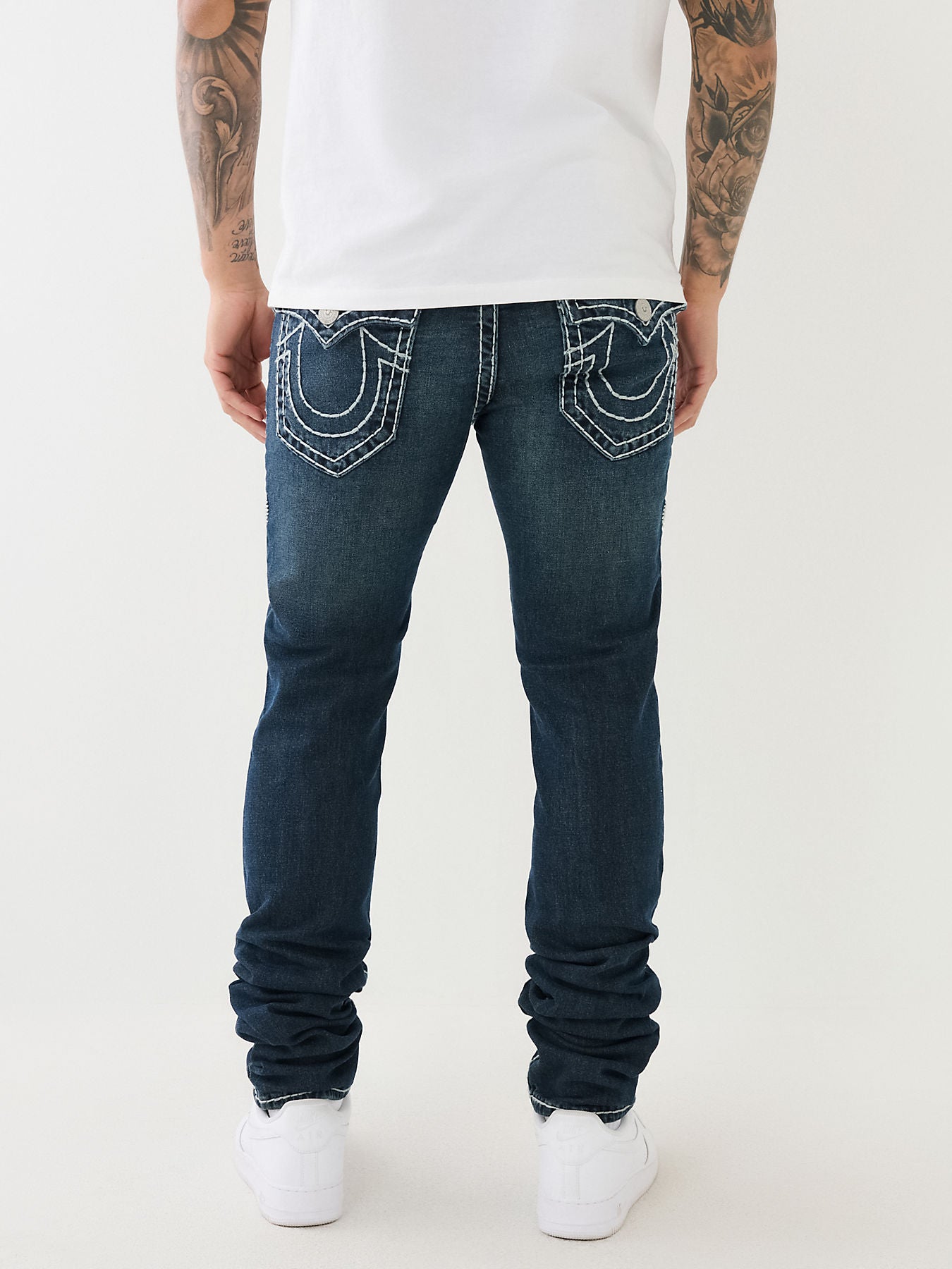 True Religion Men Blue Rocco Super T Slim Fit Faded Jeans