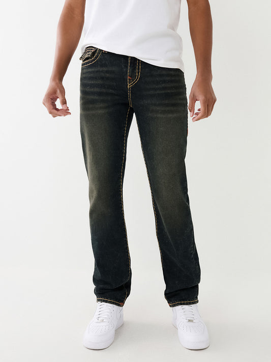 True Religion Men Blue Mid-rise Straight Fit Faded Jeans
