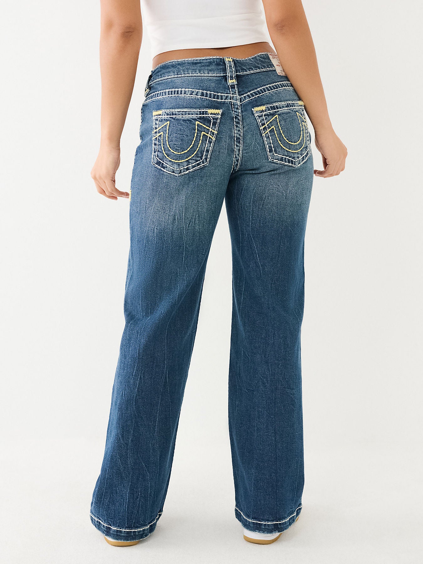 True Religion Women Blue Super T Flared Faded Jeans