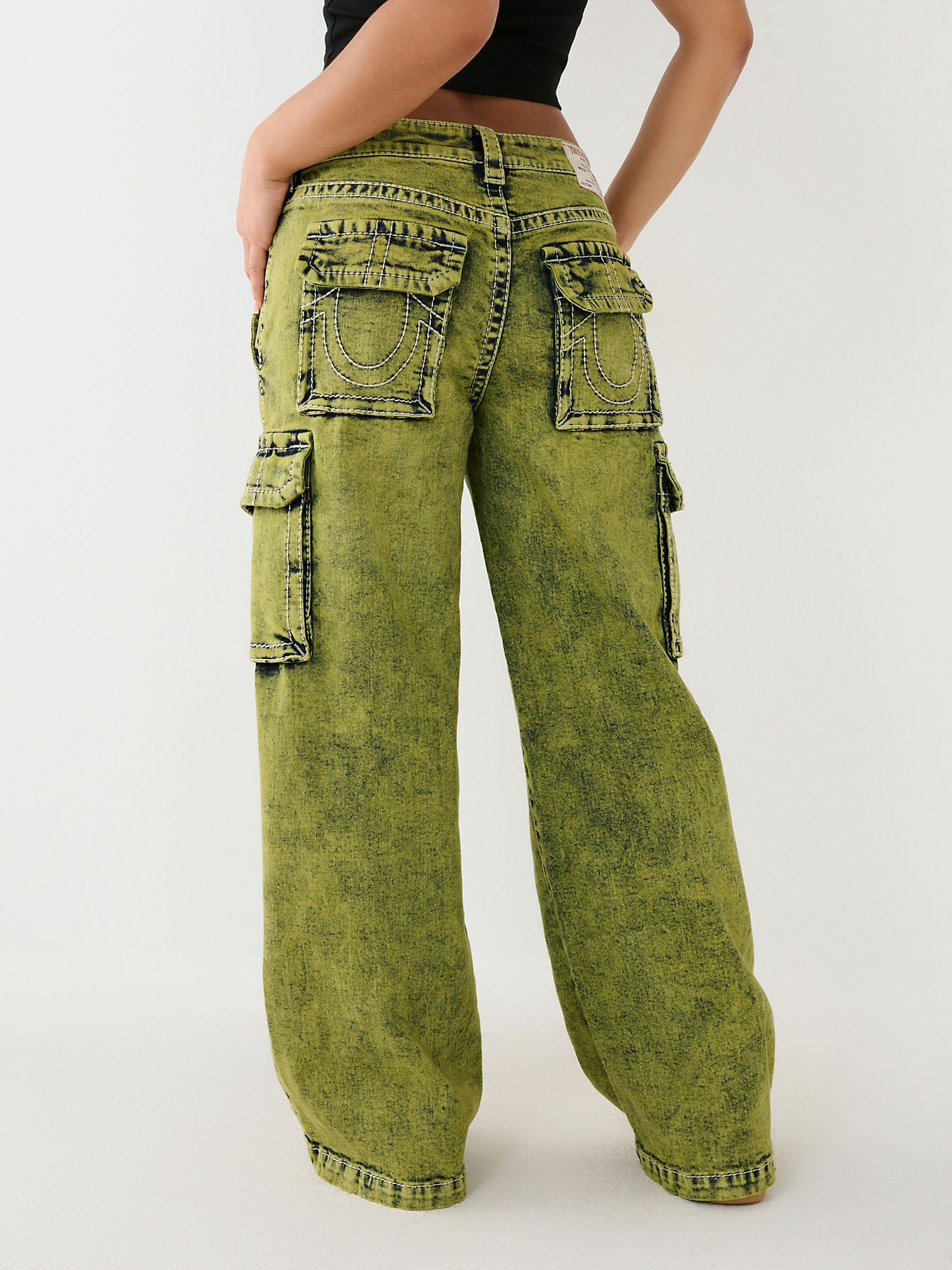 True Religion Women Green Big T Flared Jeans