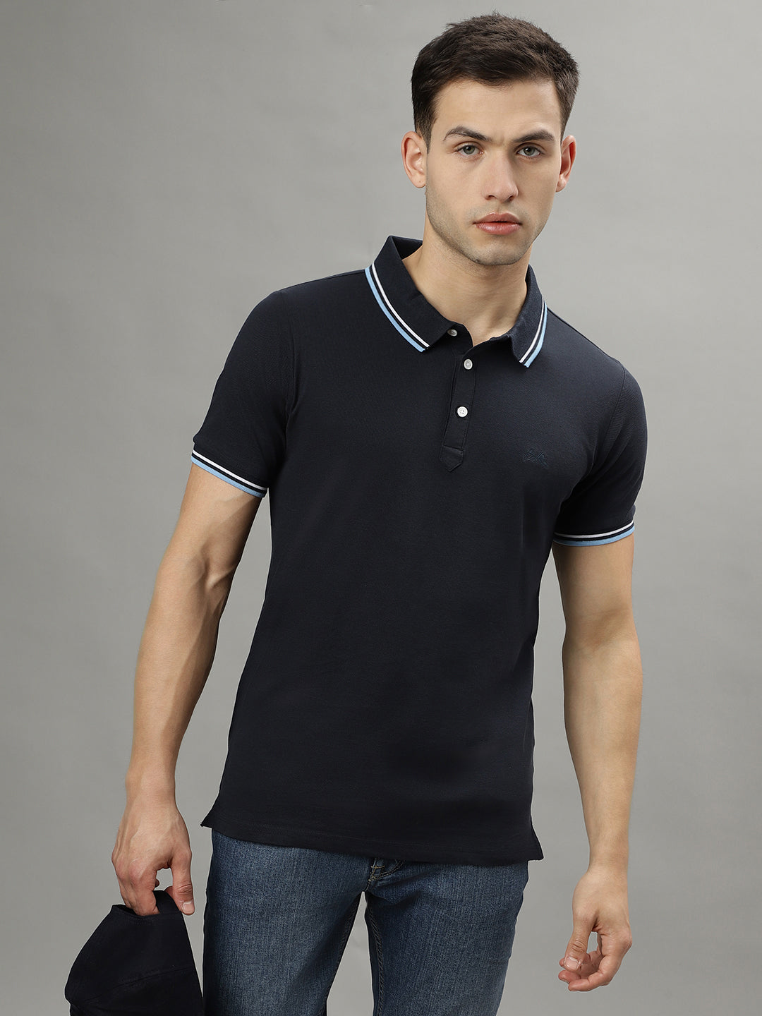 Lindbergh Blue Fashion Regular Fit Polo T-Shirt