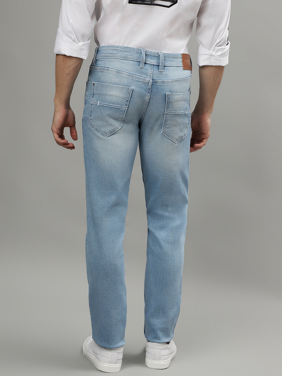 Iconic Men Blue Washed Mid-Rise Slim Fit Jeans