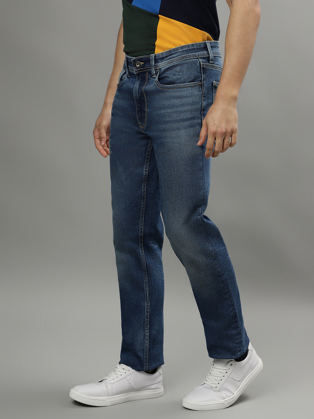Iconic Men Blue Washed Mid-Rise Skinny Fit Jeans
