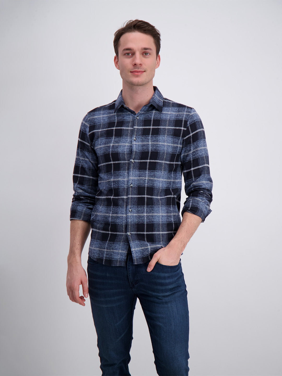 Lindbergh Blue Checked Slim Fit Shirt