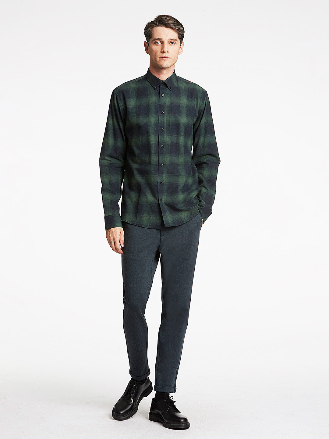 Lindbergh Green Checked Relaxed Fit Shirt