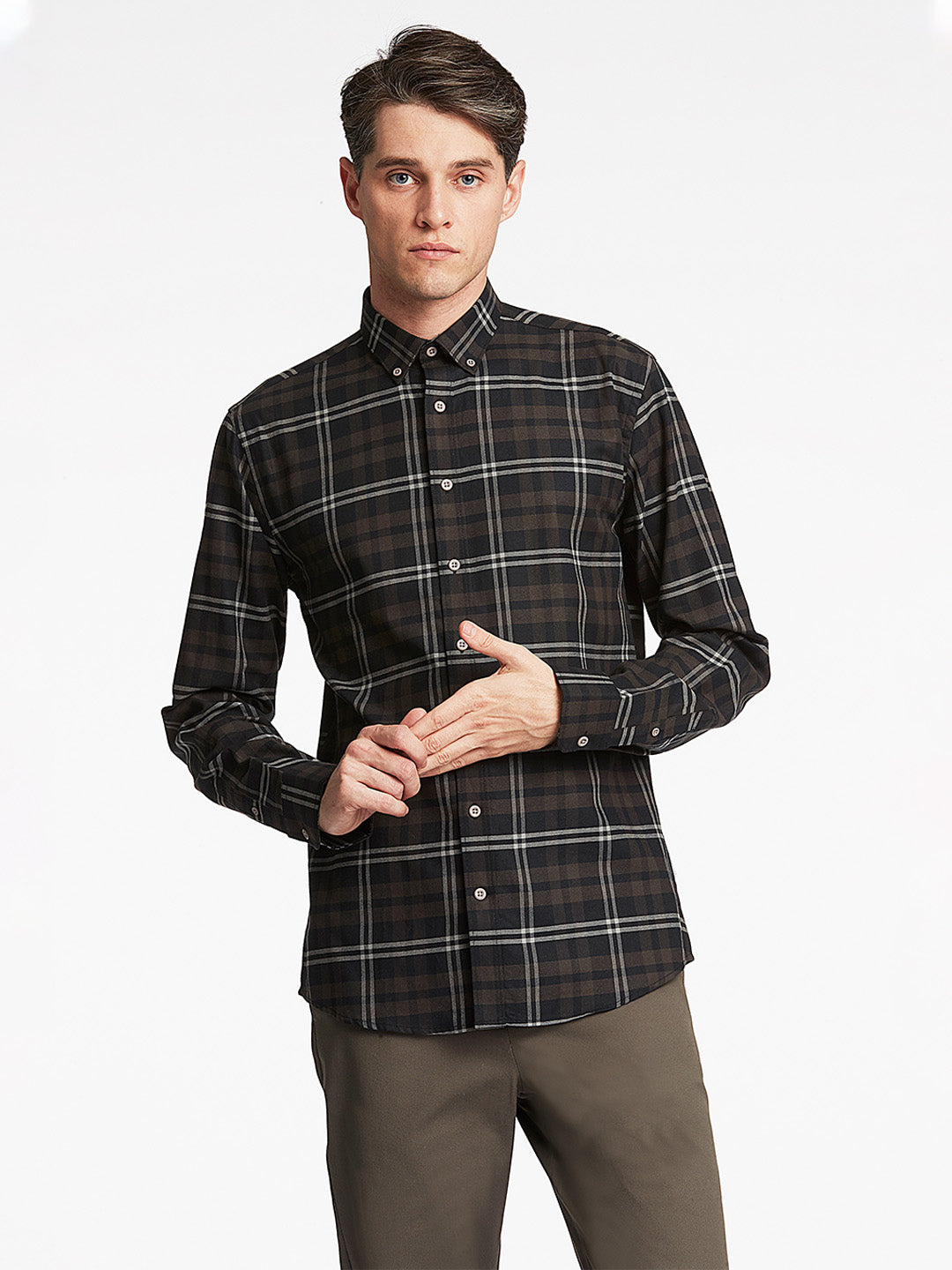 Lindbergh Men Black Checked Collar Shirt