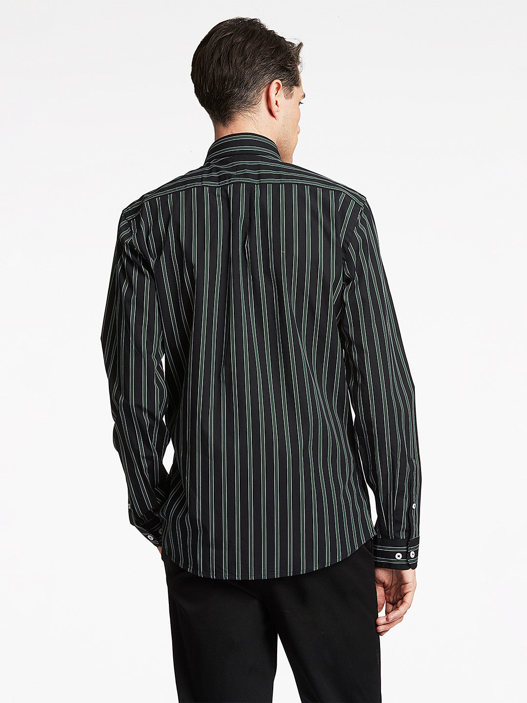 Lindbergh Men Black Striped Collar Shirt
