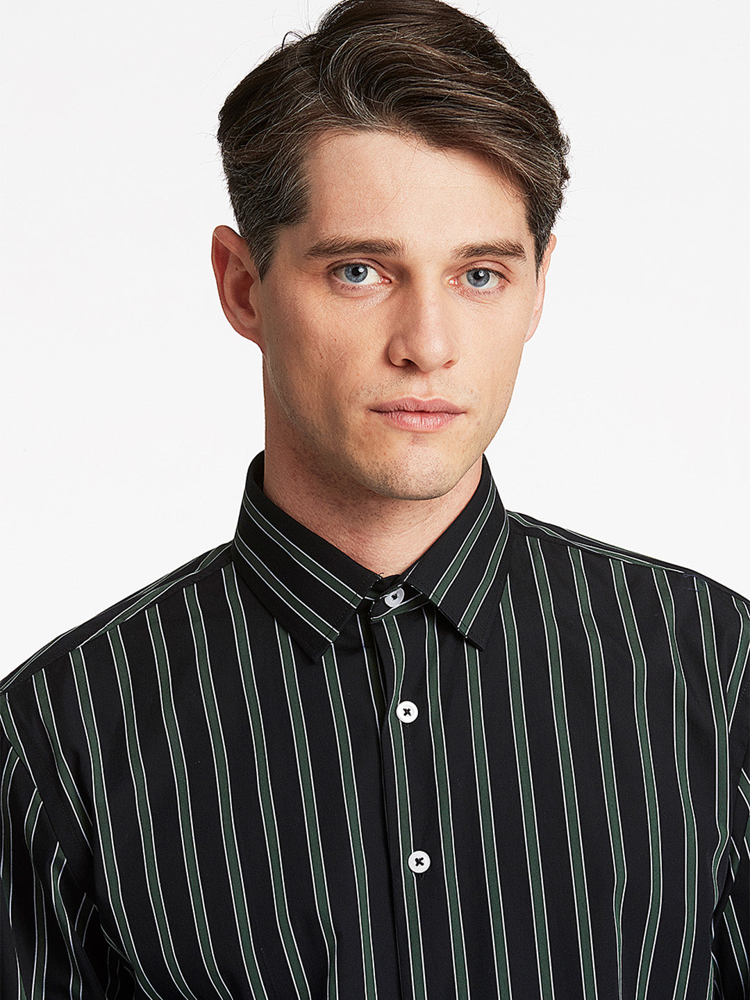 Lindbergh Men Black Striped Collar Shirt