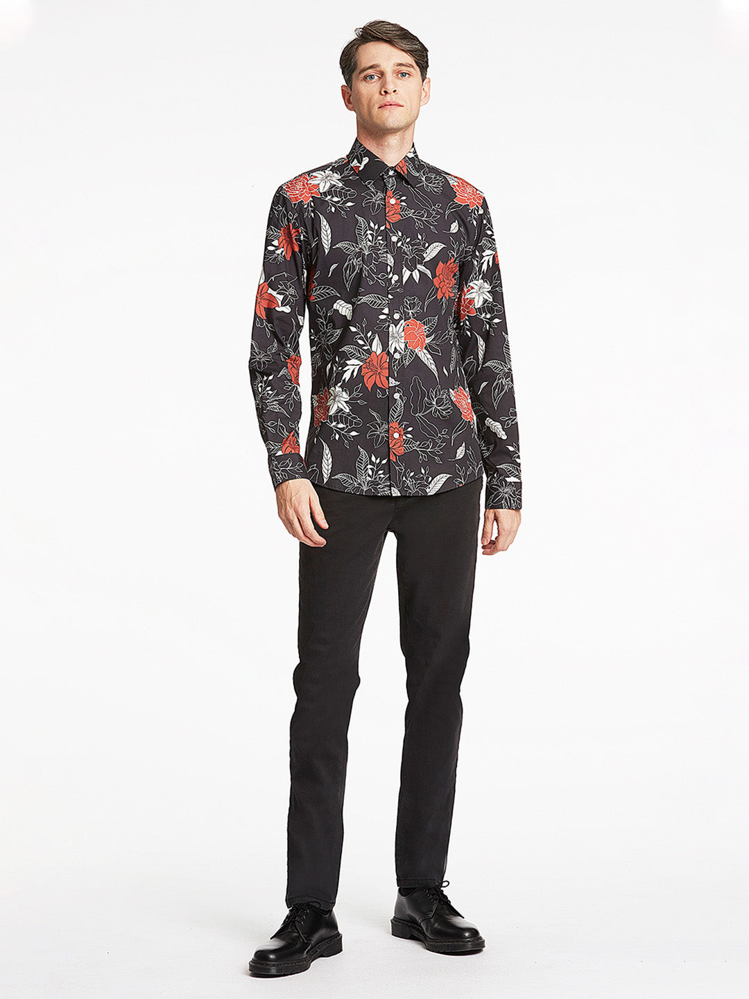 Lindbergh Men Black Printed Collar Shirt