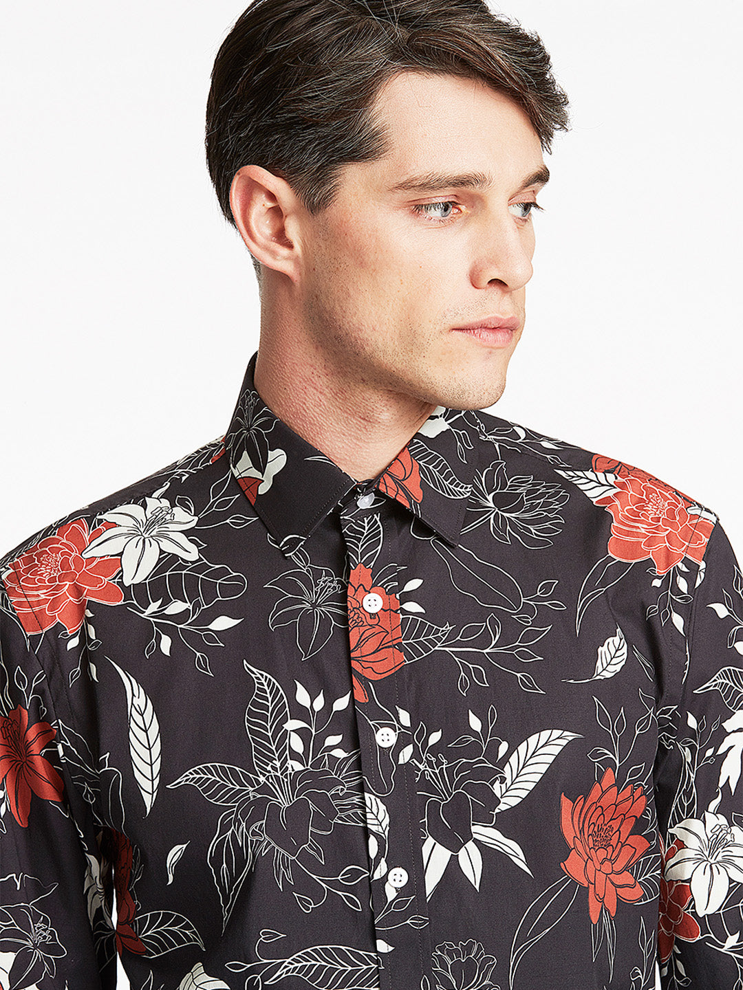 Lindbergh Men Black Printed Collar Shirt