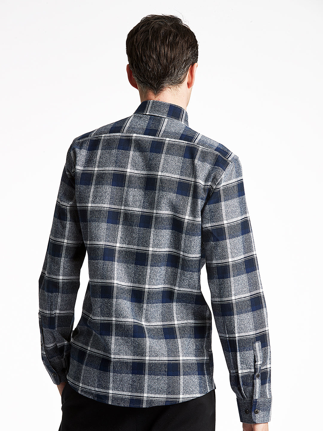 Lindbergh Navy Blue Checked Slim Fit Shirt