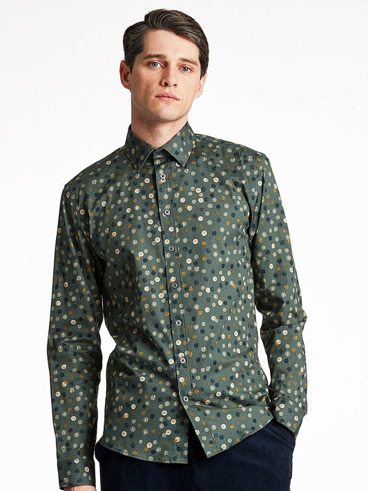 Lindbergh Green Printed Slim Fit Shirt