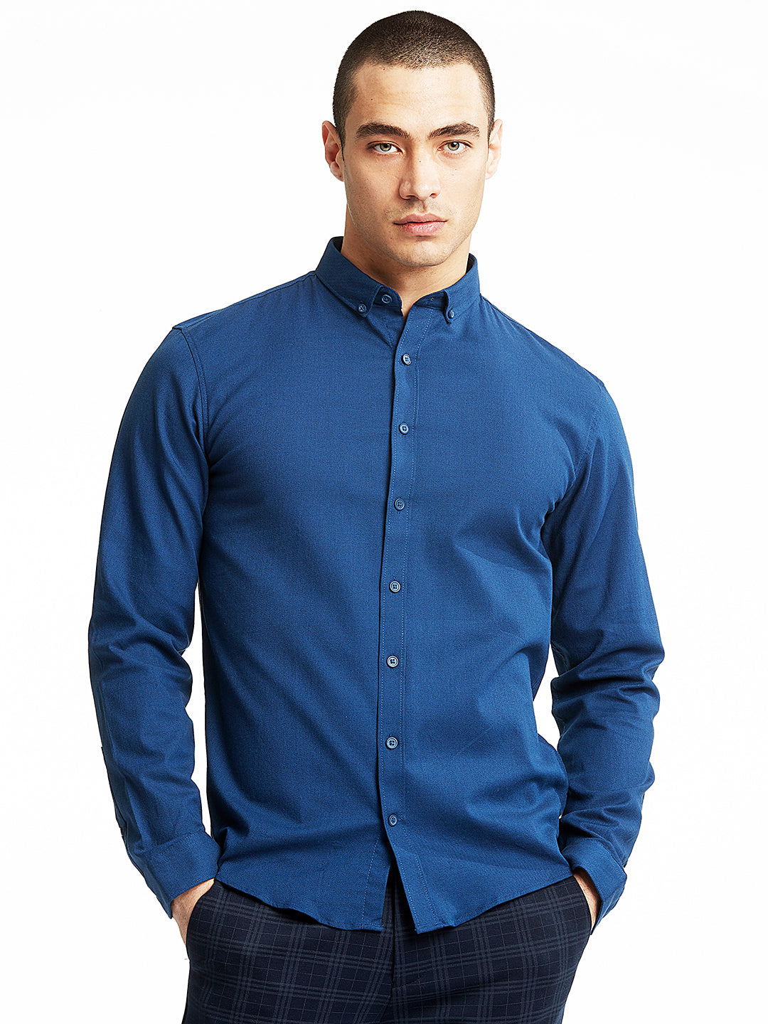 Lindbergh Men Navy Blue Solid Shirt