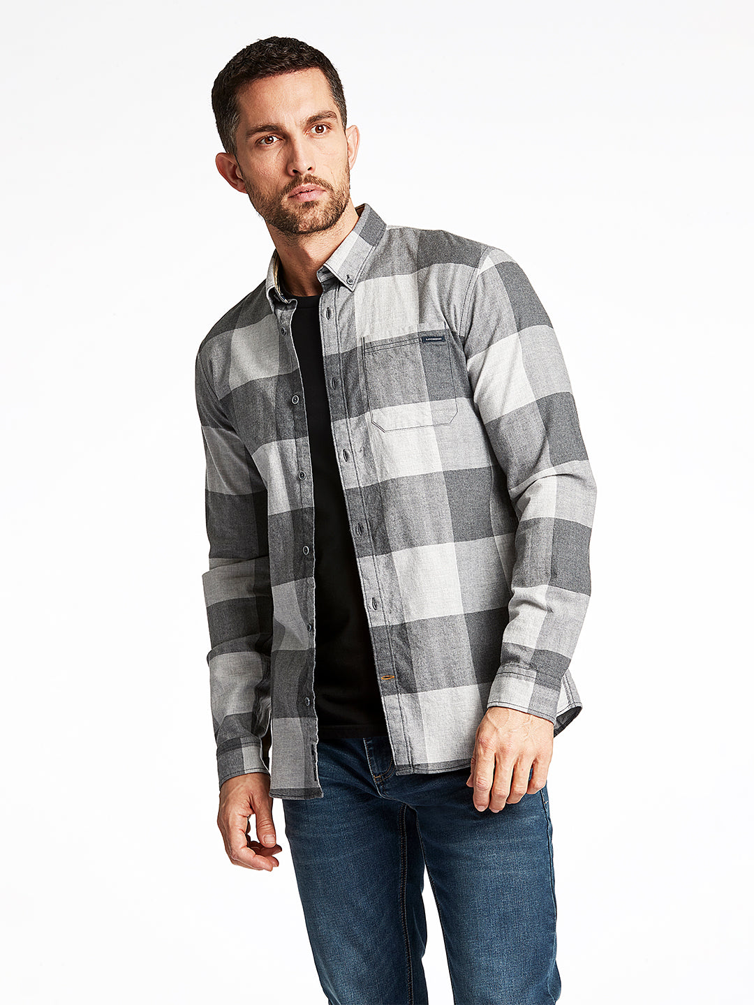 Lindbergh Grey Checked Relaxed Fit Shirt