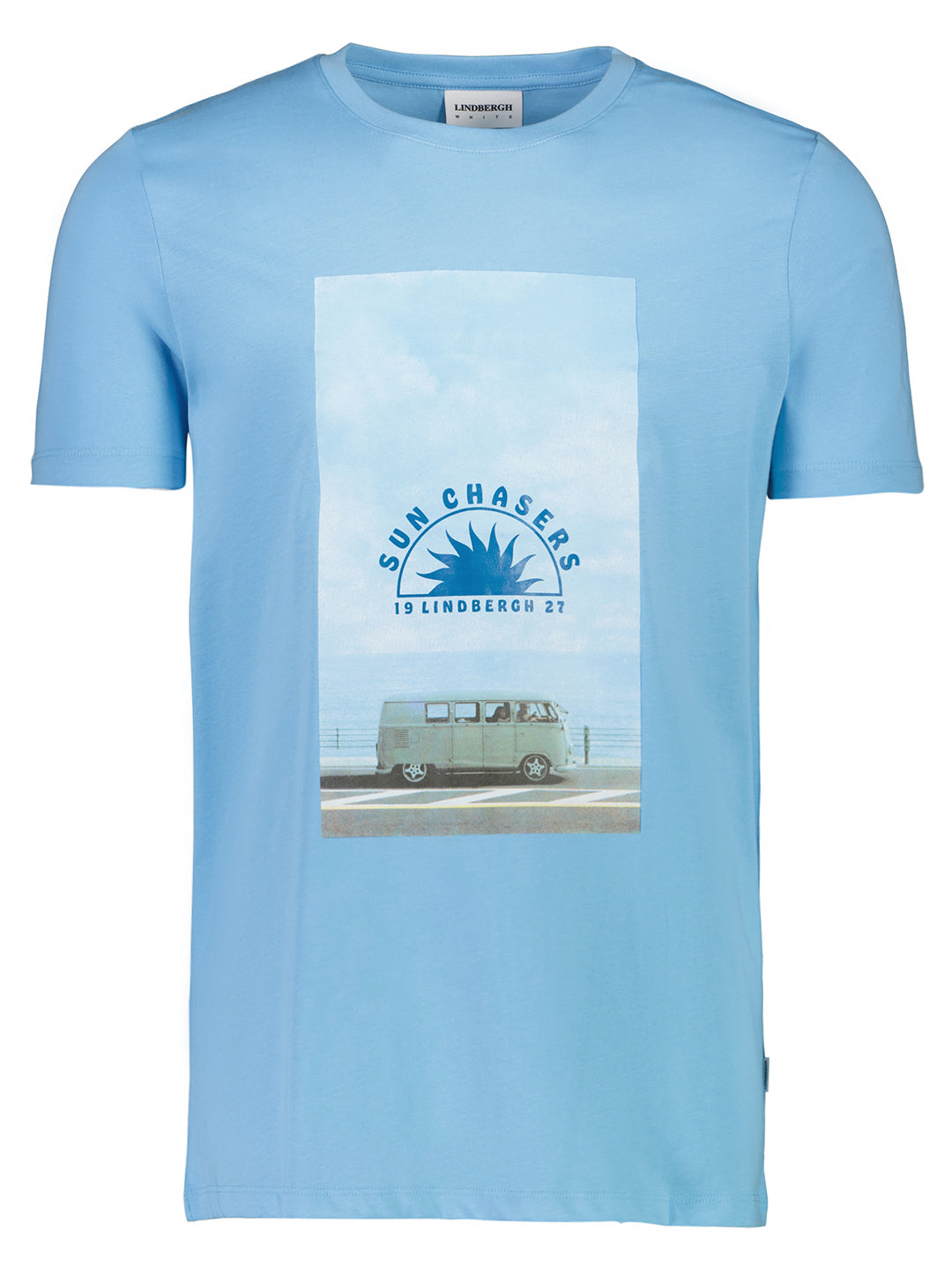 Lindbergh Men Blue Printed Round Neck TShirt