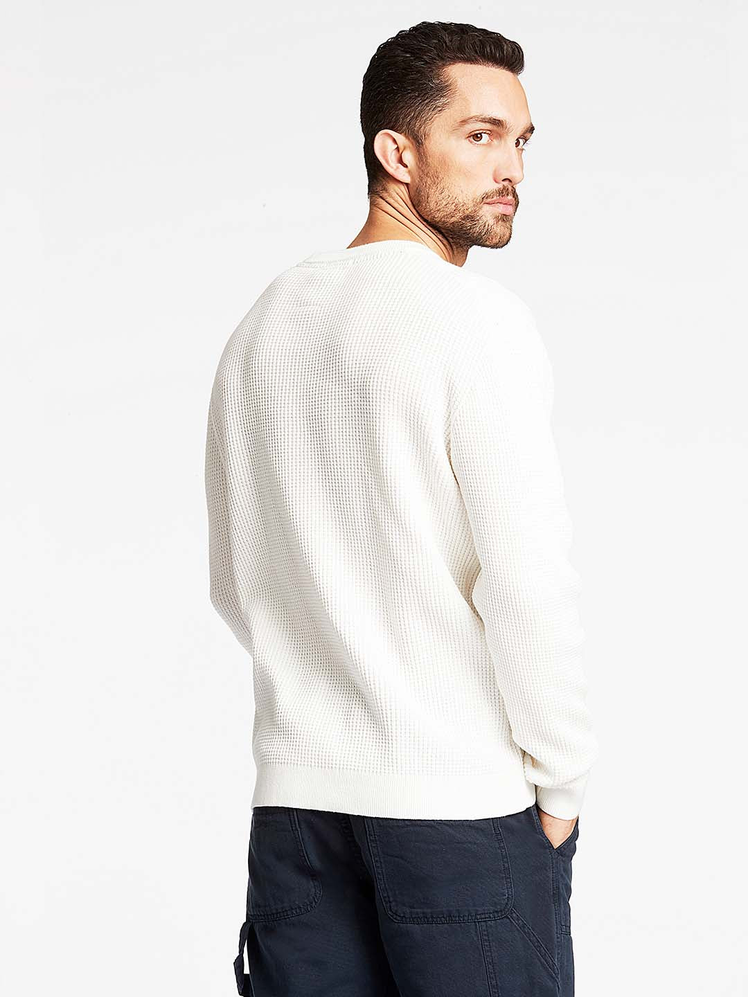 Lindbergh Men Off White Solid Sweater