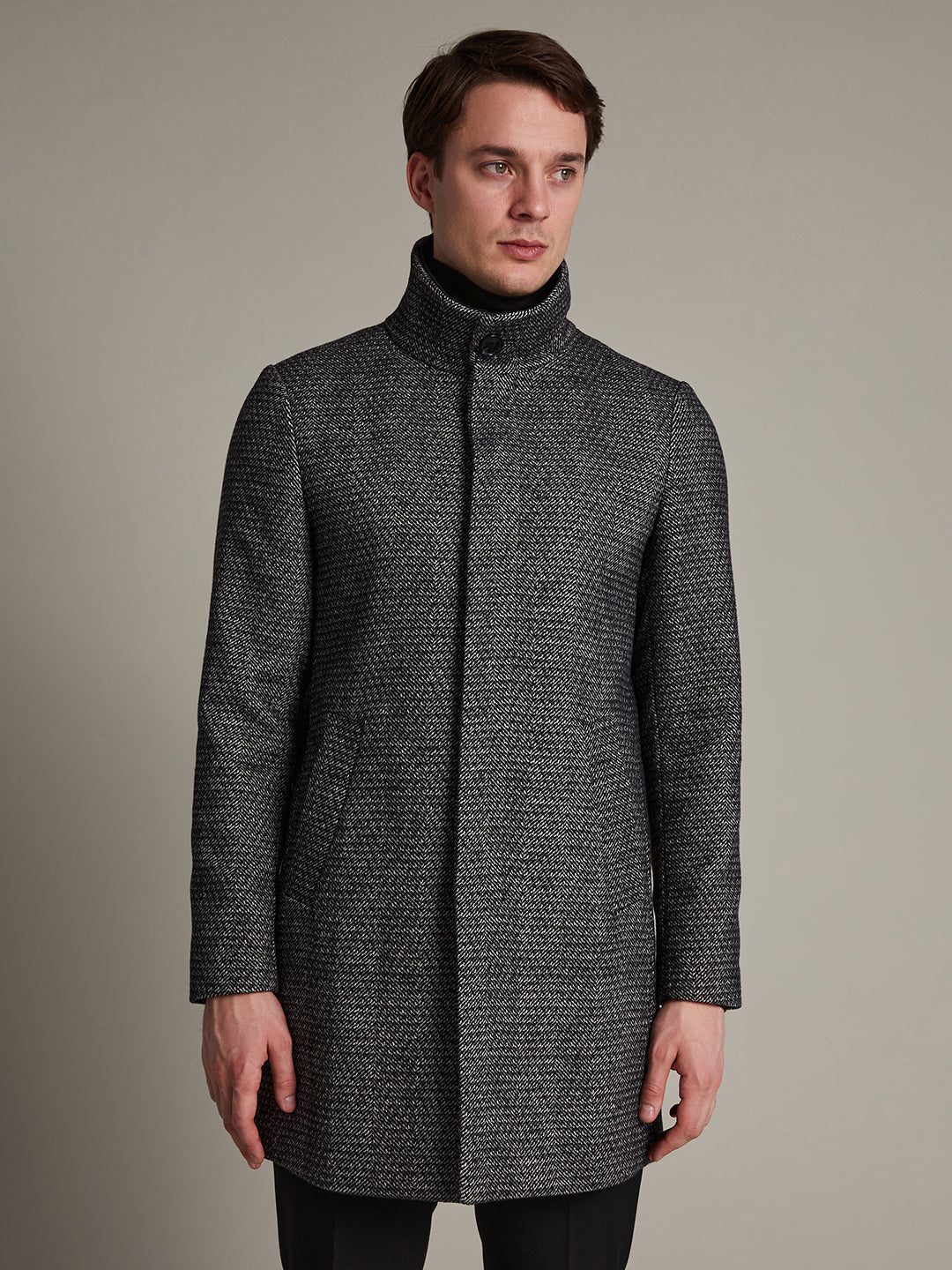 Matinique Men Grey Solid Overcoat