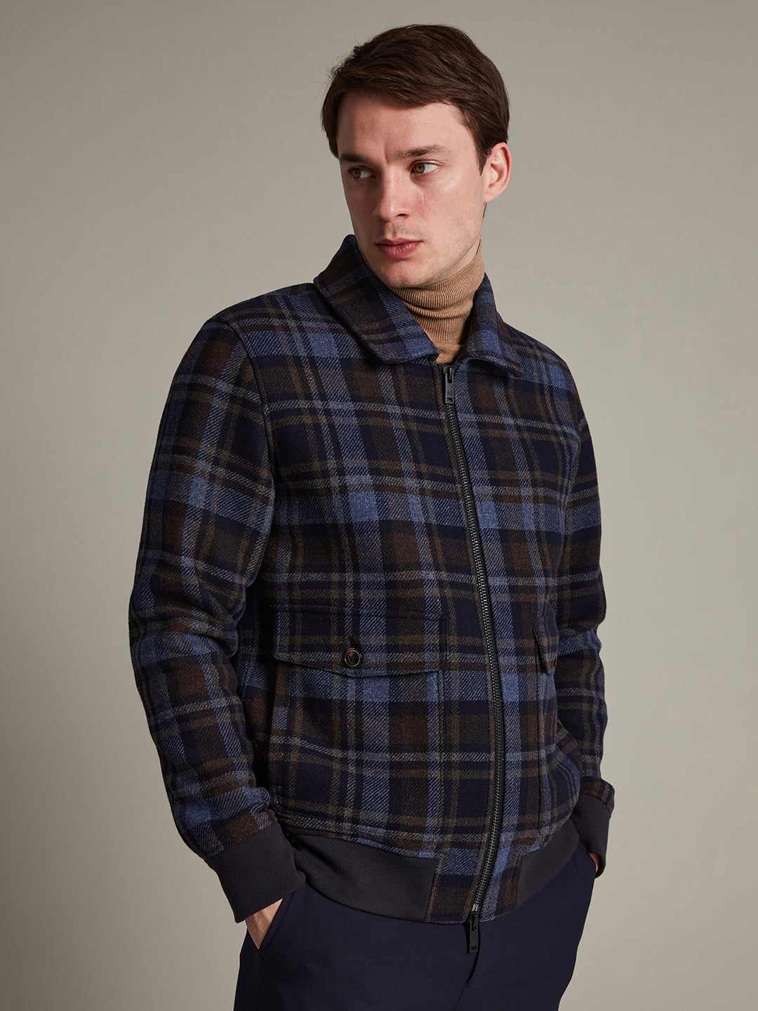 Matinique Men Navy Blue Checked Jacket