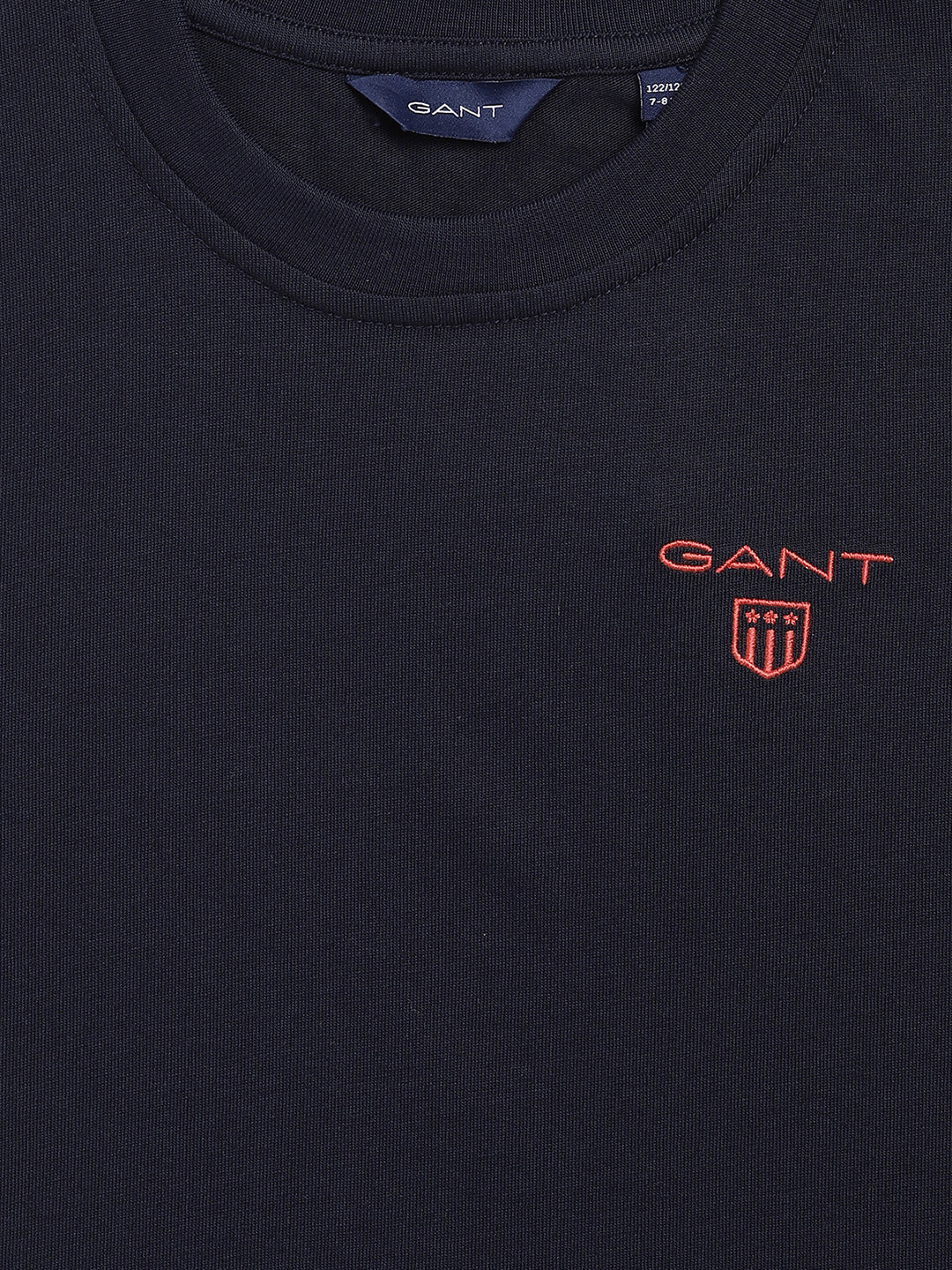 Gant Boys Navy Blue Solid Cotton T-shirt