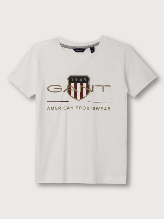Gant Kids White Logo Regular Fit T-Shirt