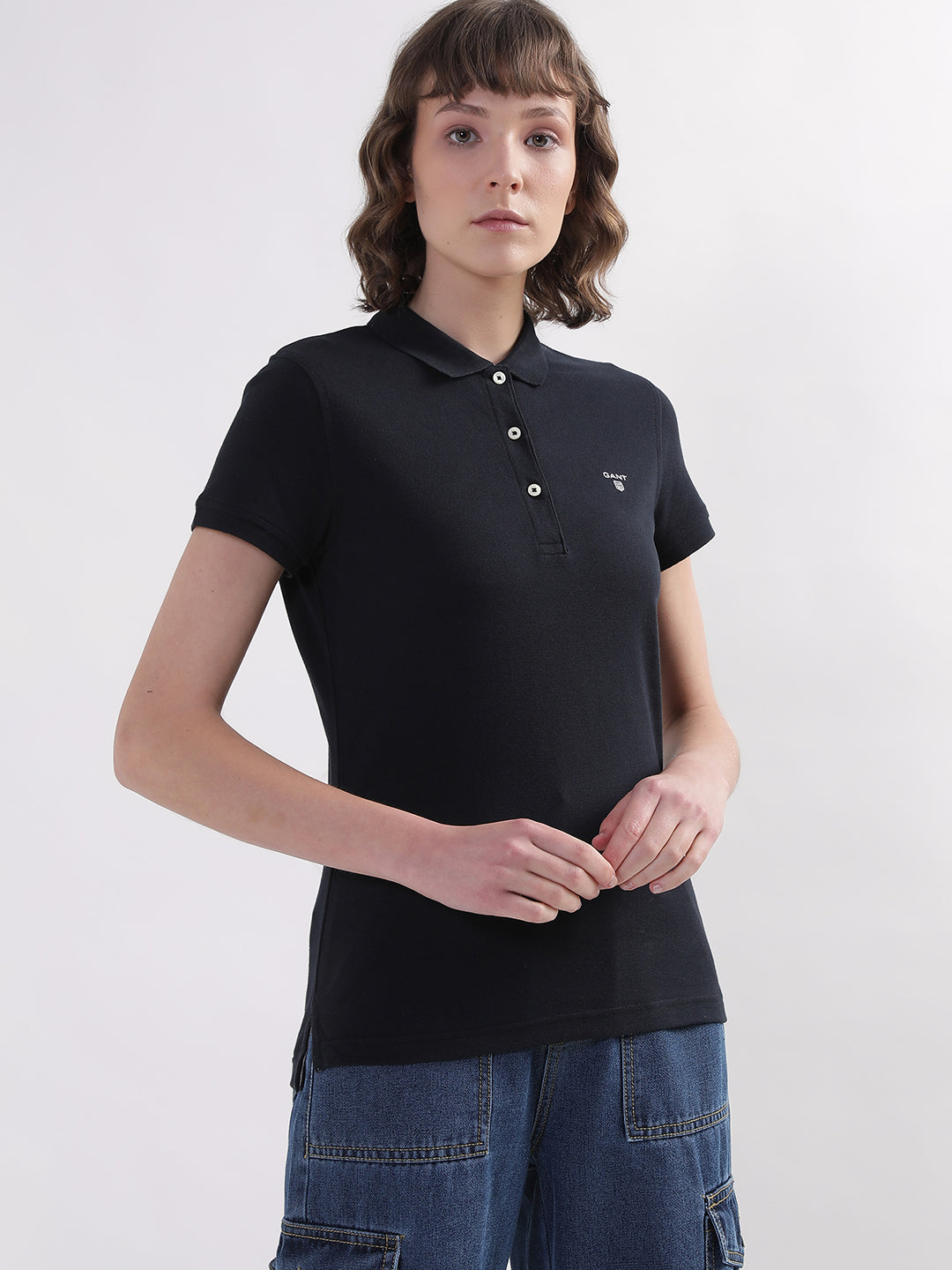 Gant Women Pure Cotton Polo Collar T-shirt