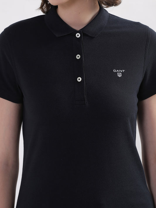 Gant Black Regular Fit Polo T-Shirt