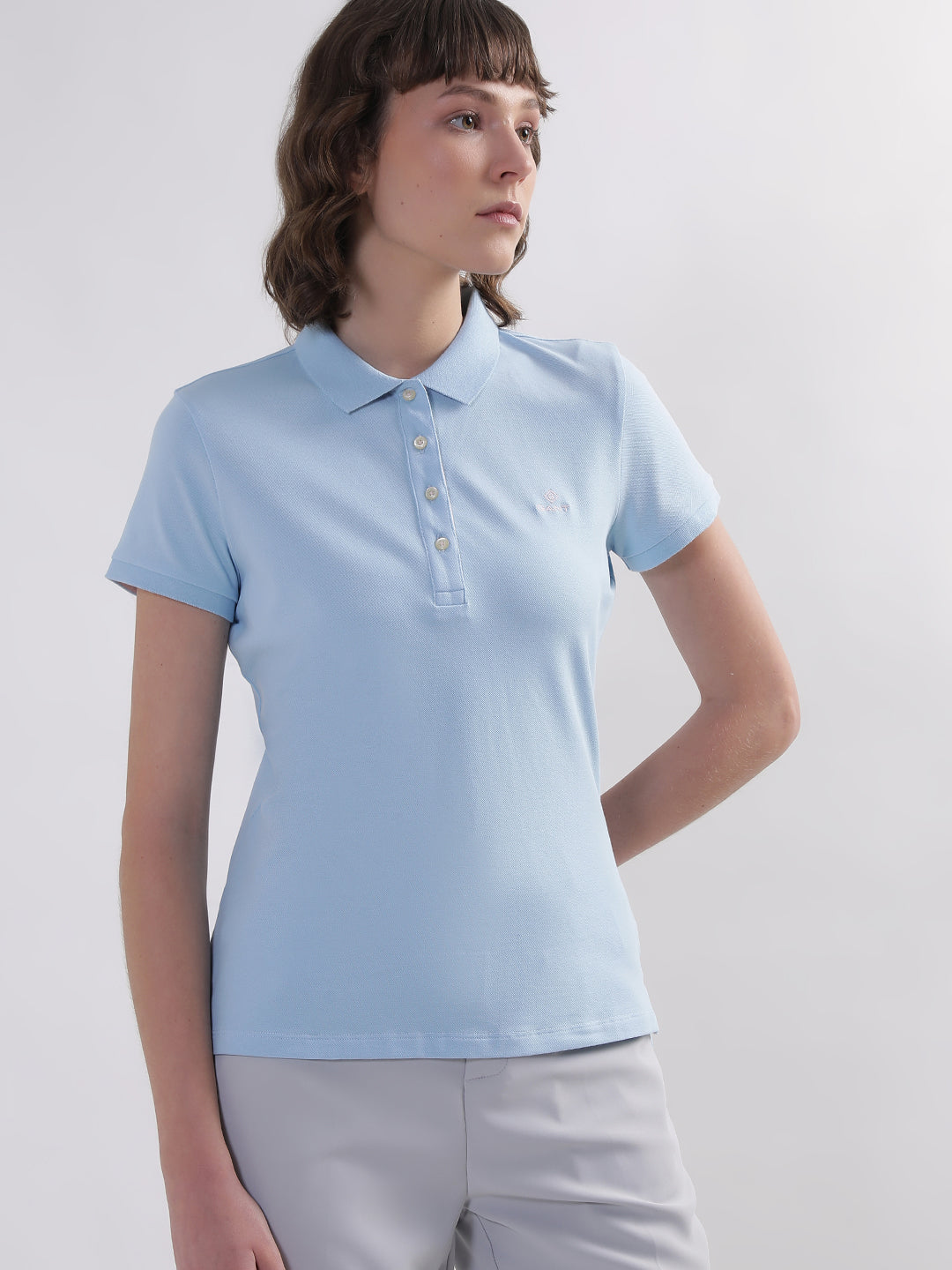 Gant Women Solid Polo Collar T-shirt