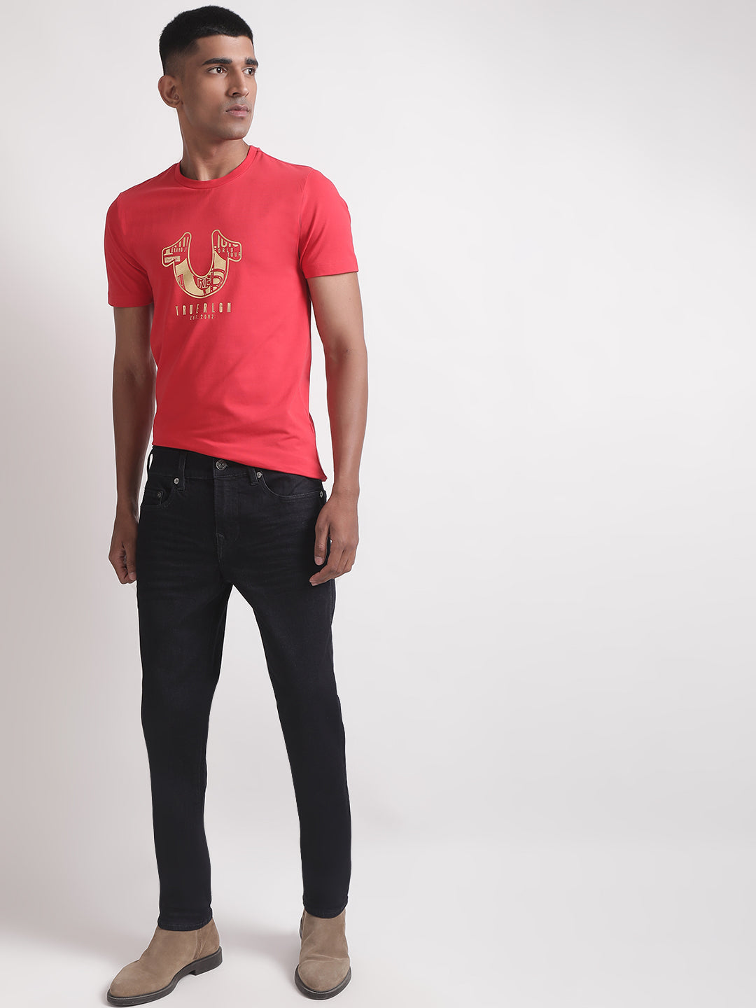 True Religion Red Logo Regular Fit T-Shirt