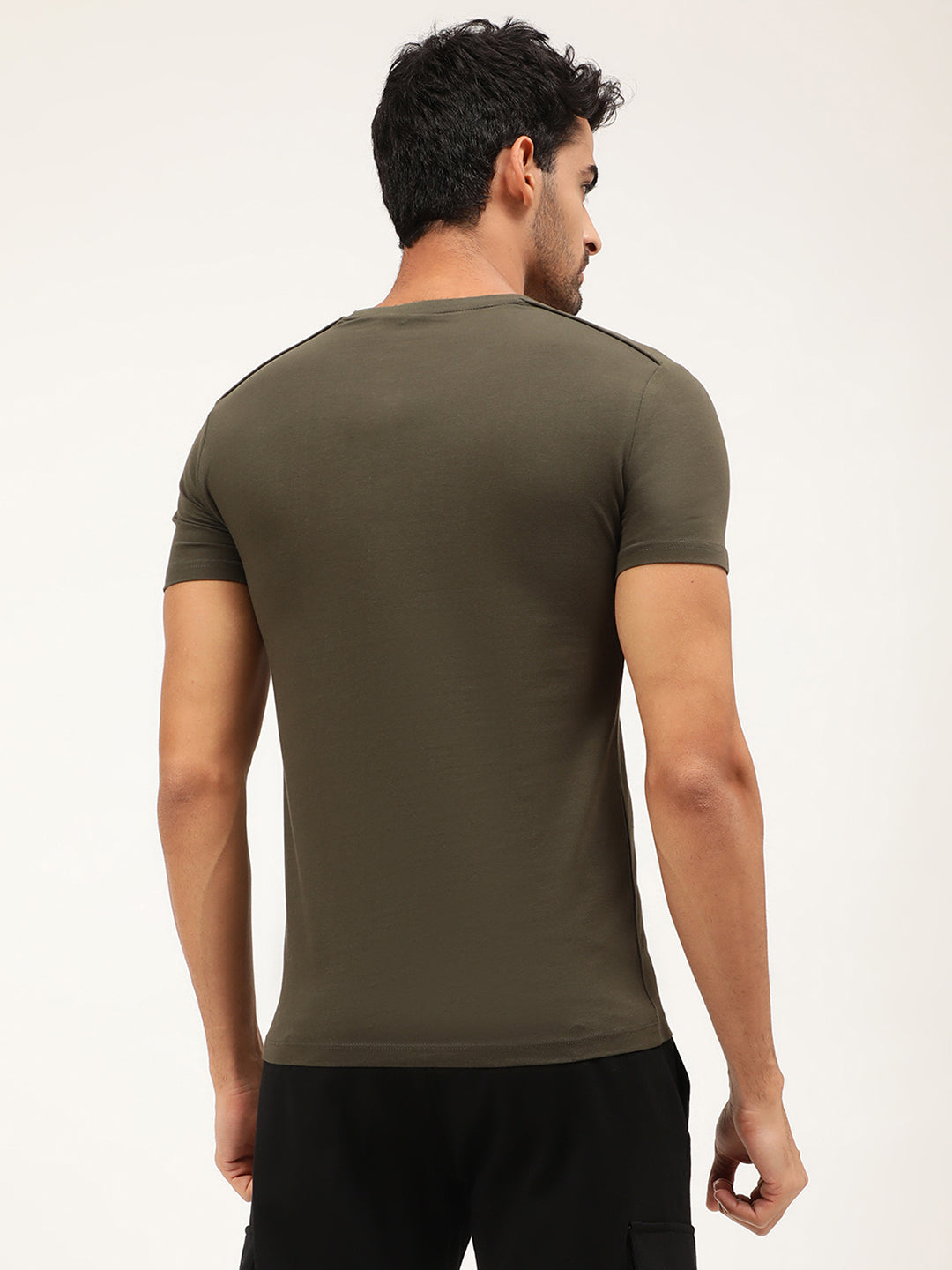 Antony Morato Men Green Cotton Solid Slim Fit T-shirt