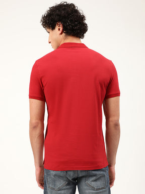 Antony Morato Men Red Pure Cotton Polo Collar T-shirt